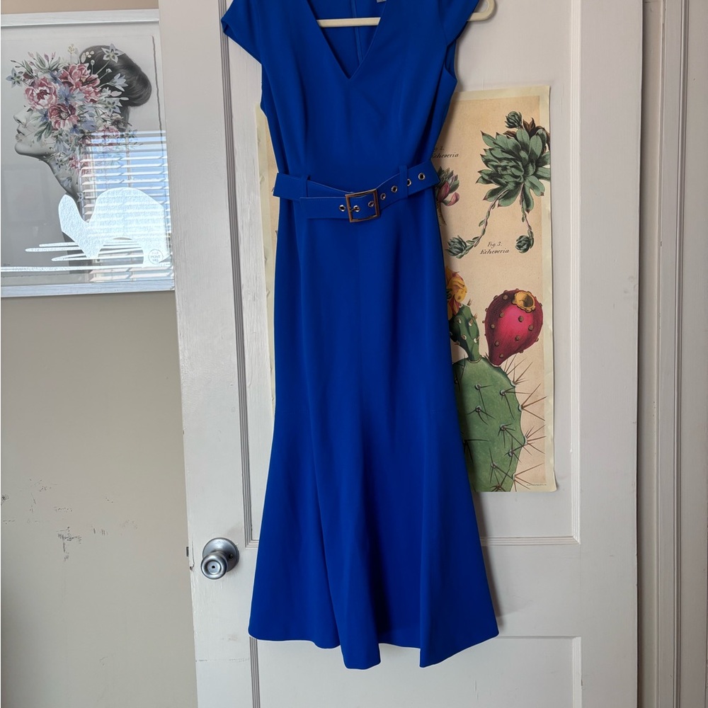 Calvin Klein Cobalt Blue Midi Dress with Belt